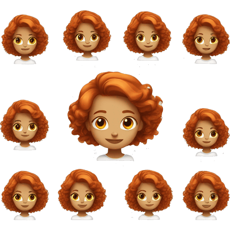 Red hair curled girl with brown and orange cat with big tail emoji