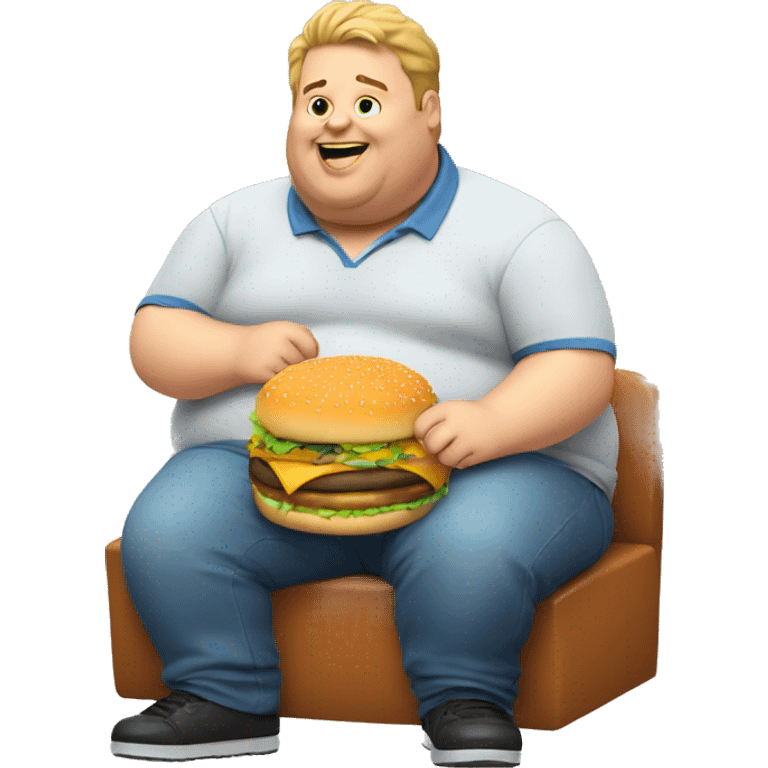 Fat guy eating burger  emoji