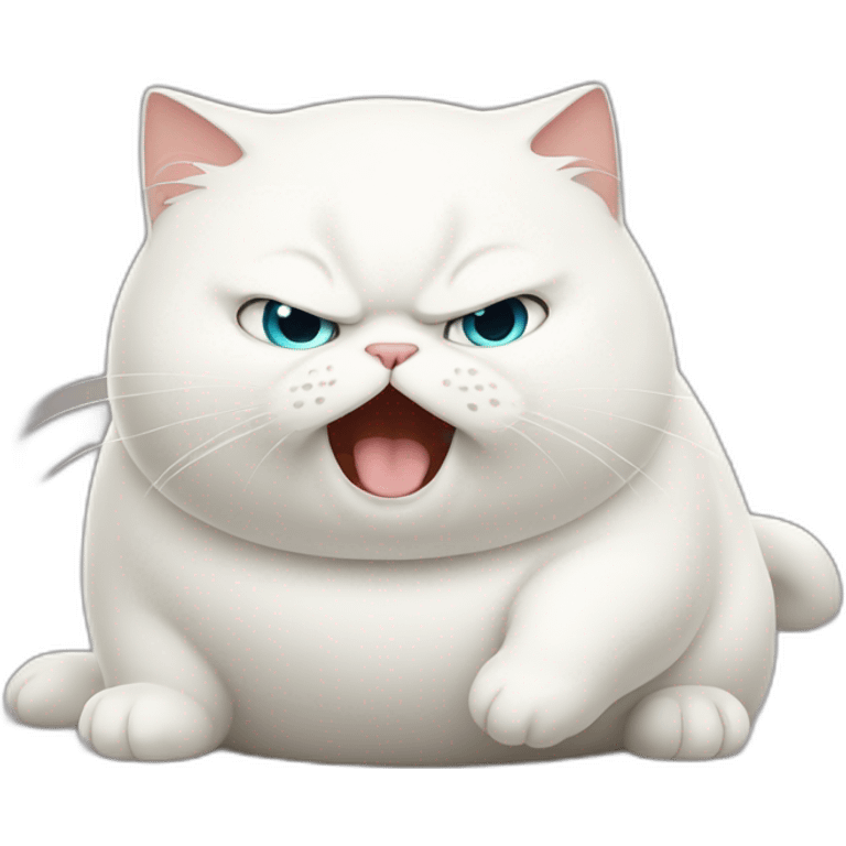 Fat-White-cat-fighting emoji