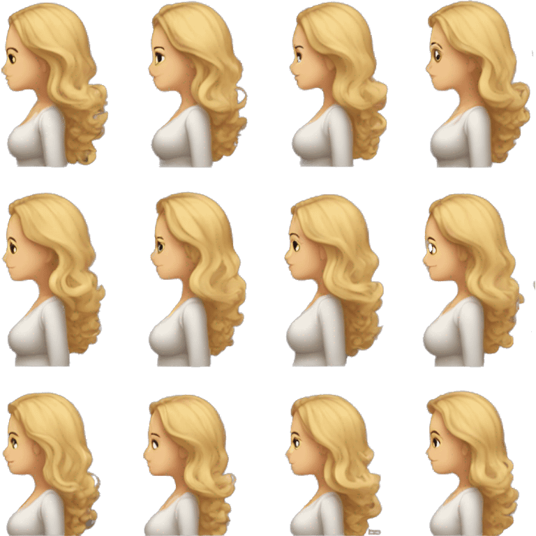 Side view of pregnant woman with long blonde curls emoji