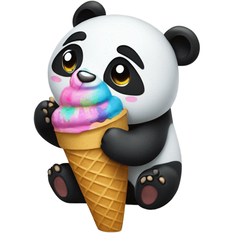 Panda eating ice cream emoji