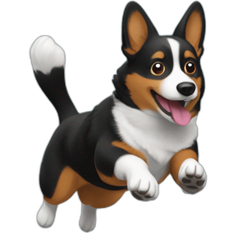 Black corgi jump emoji