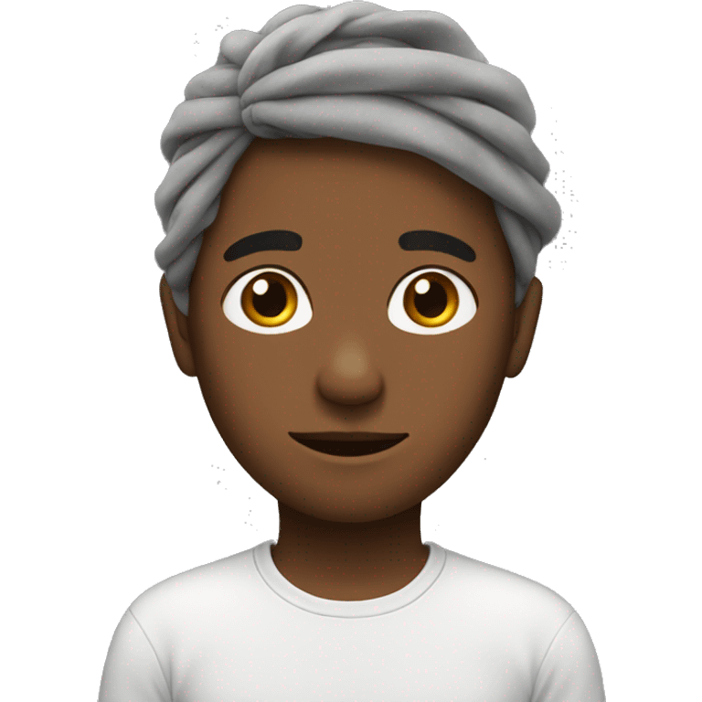 Calm portrait of boy with hair band emoji