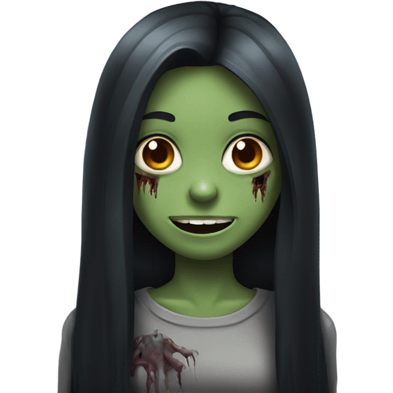 girl zombie with black long hair with teeth emoji