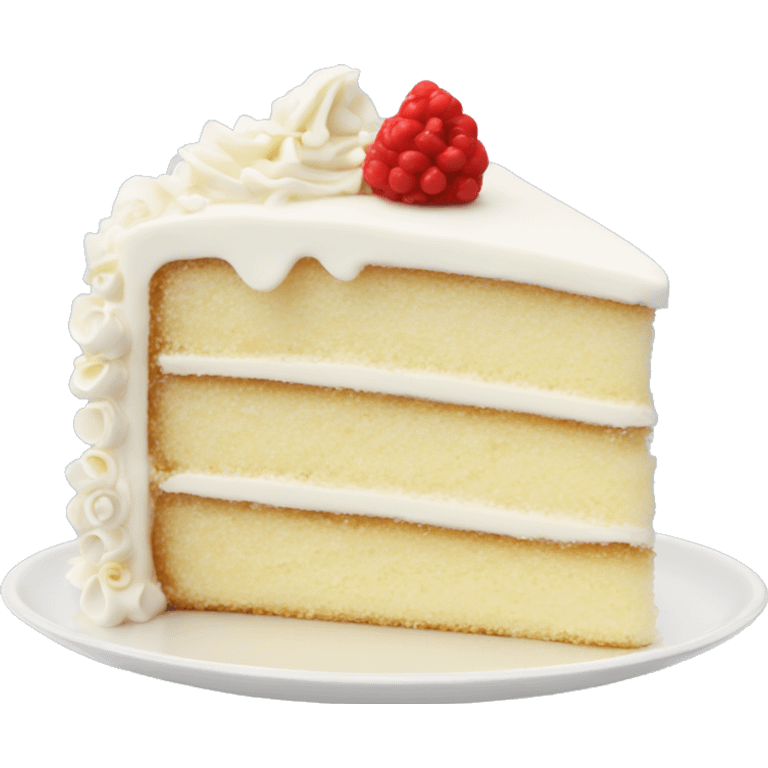 Vanilla confetti cake slice white frosting emoji