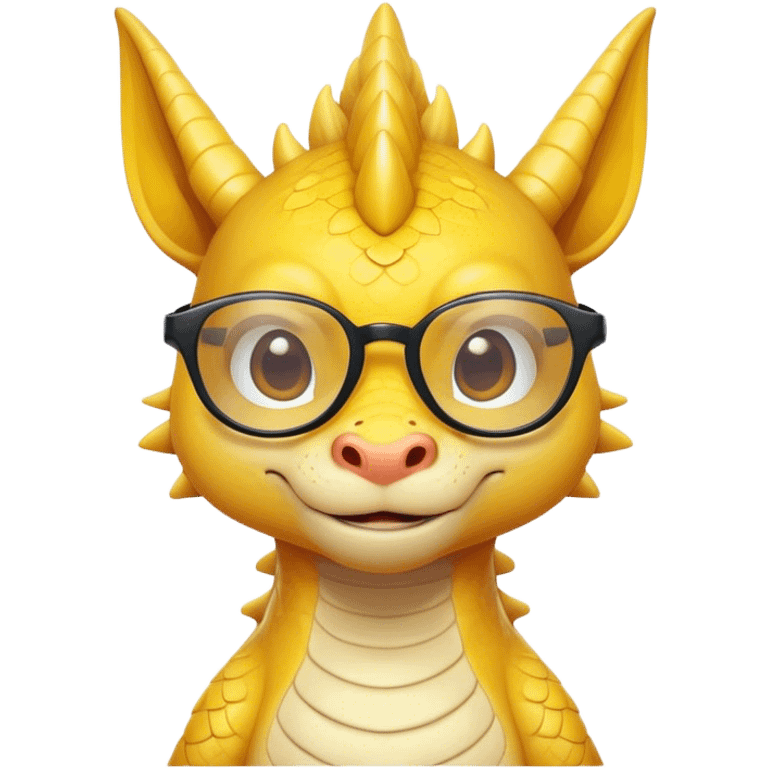 A cute asain yellow dragon, with cool glasses emoji