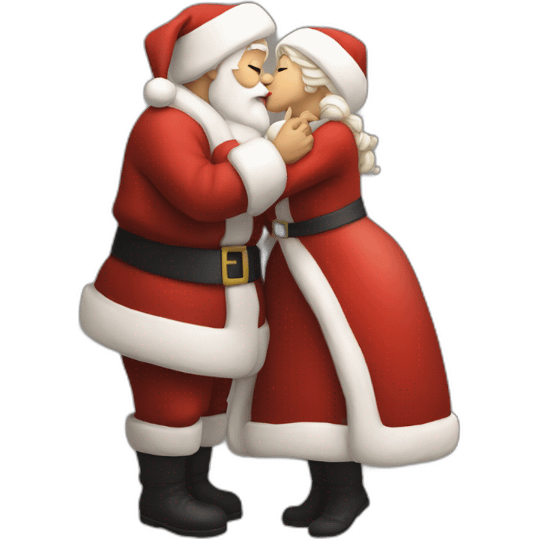 full body santa and mrs. claus kiss hug emoji