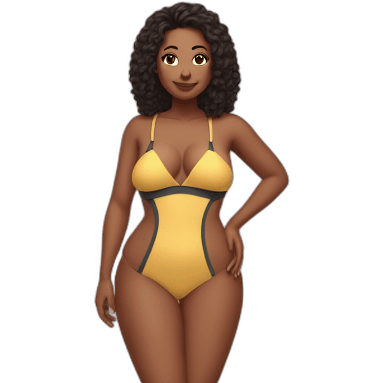 Slim-Thicc caucasian woman swimsuit posing emoji