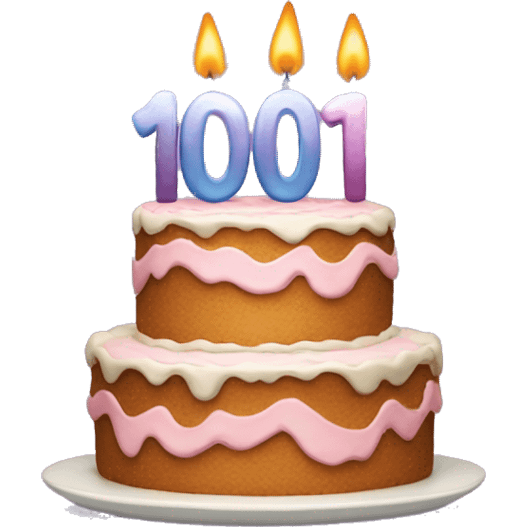 Birthday cake with celebrating 100th birthday emoji