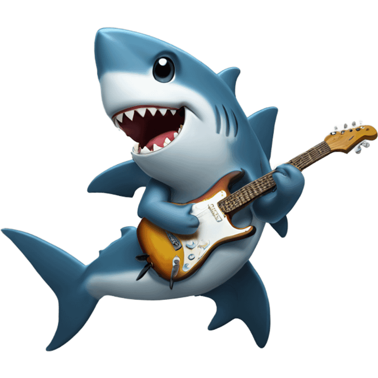 Shark playingead guitar emoji