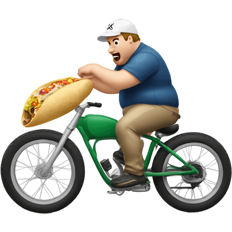 Fat white bike rider eating a burrito emoji