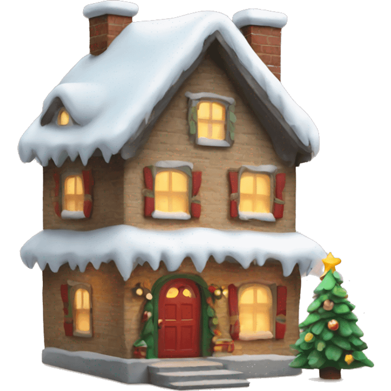 Cute Christmas house emoji