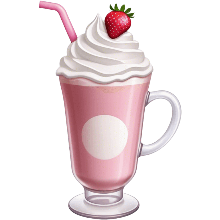 Pink latte with whip cream and strawberries  emoji