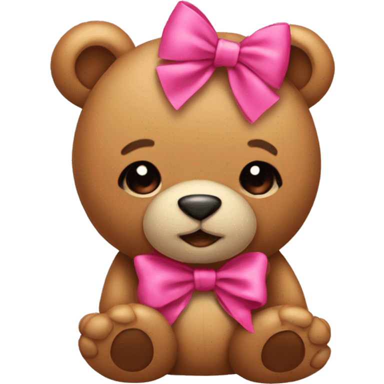 teddybear with a rosa bow on his head emoji