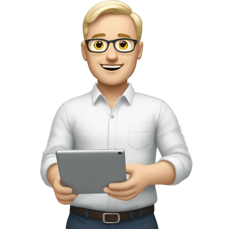 a white-skinned Personal mentor for the development of soft skills with a tablet in his hands emoji