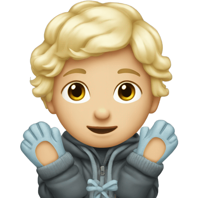 blonde babyboy wearing mittens emoji