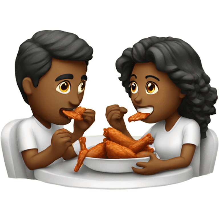 Couple eating wings  emoji