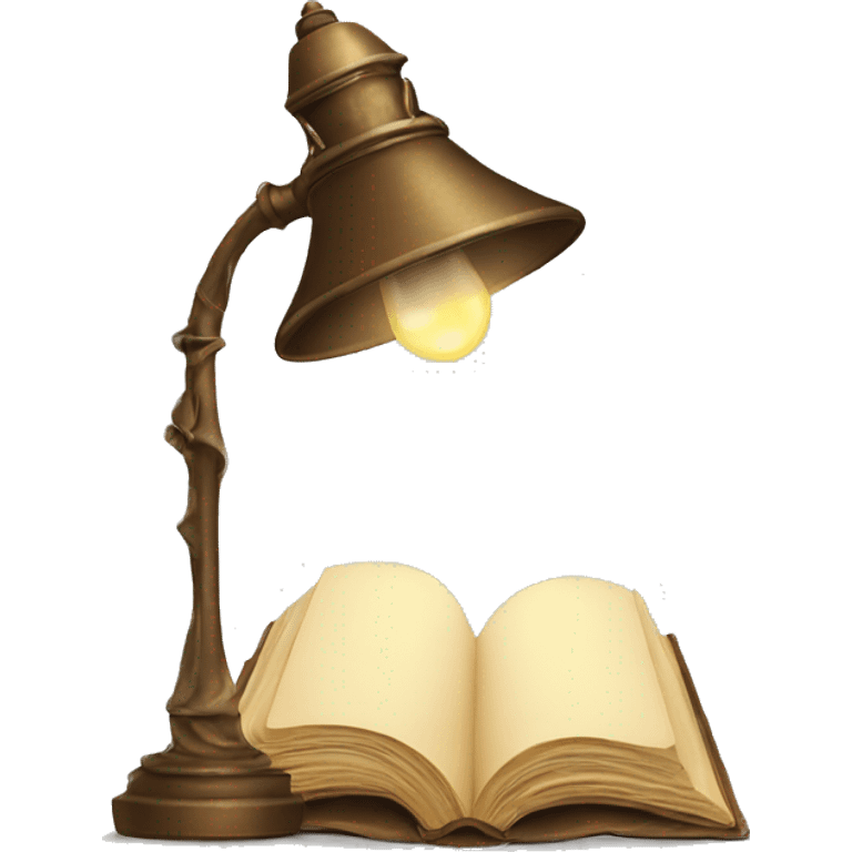 vintage lamp with open book emoji