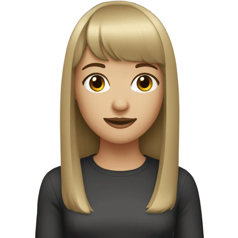 girl with dark blonde hair and straig bangs  emoji