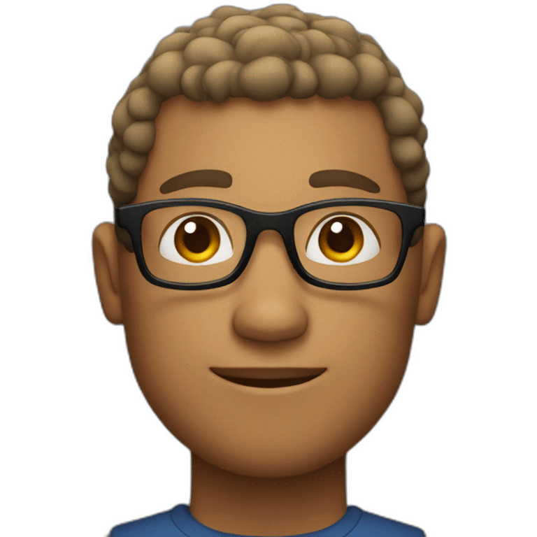 curly short haired man wearing square glasses emoji