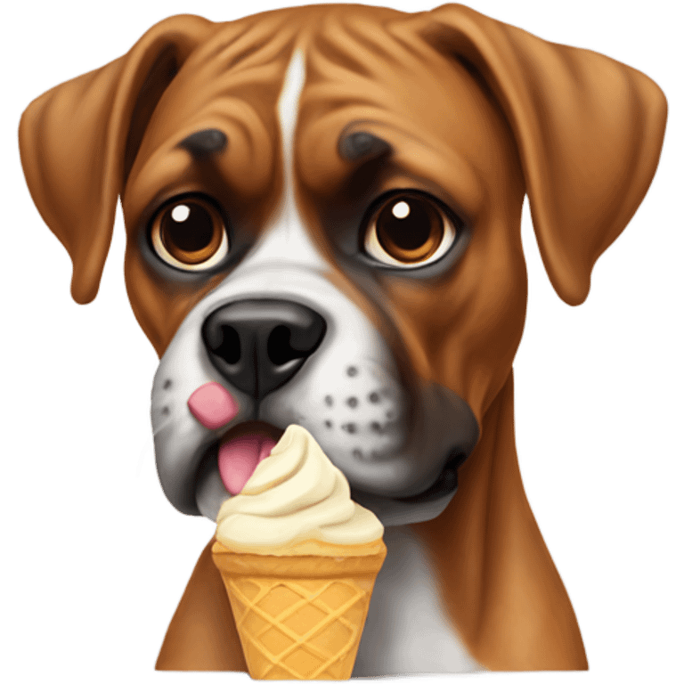 Boxer Dog eating icecream emoji