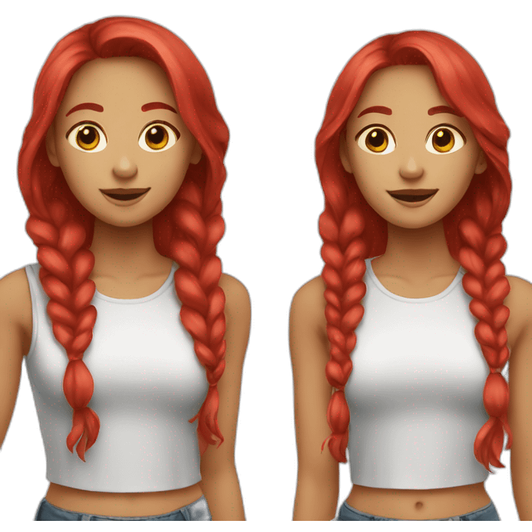 Two girls red emoji