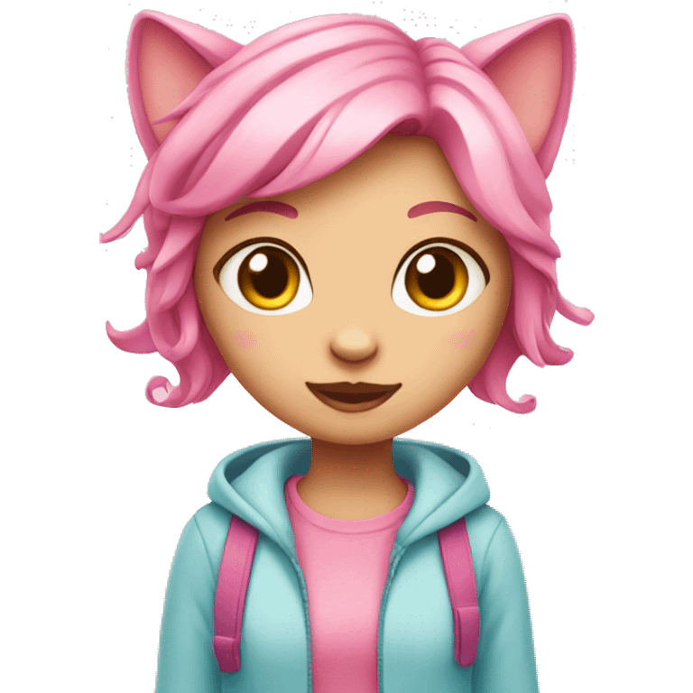 girl pink cat emoji