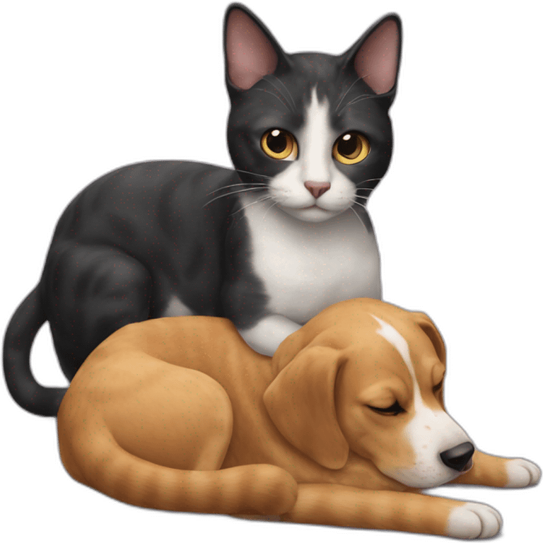 cat on dog emoji