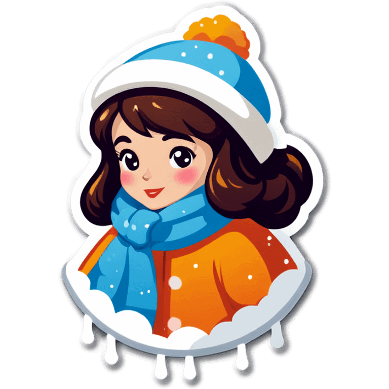 Snow falling on lady emoji