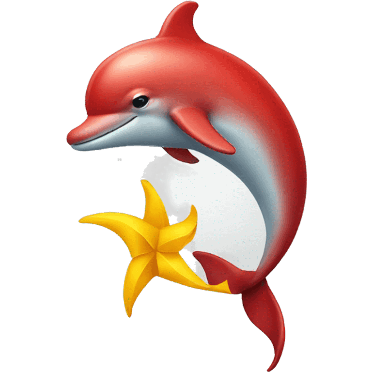 a red dolphin with yellow ribbon emoji