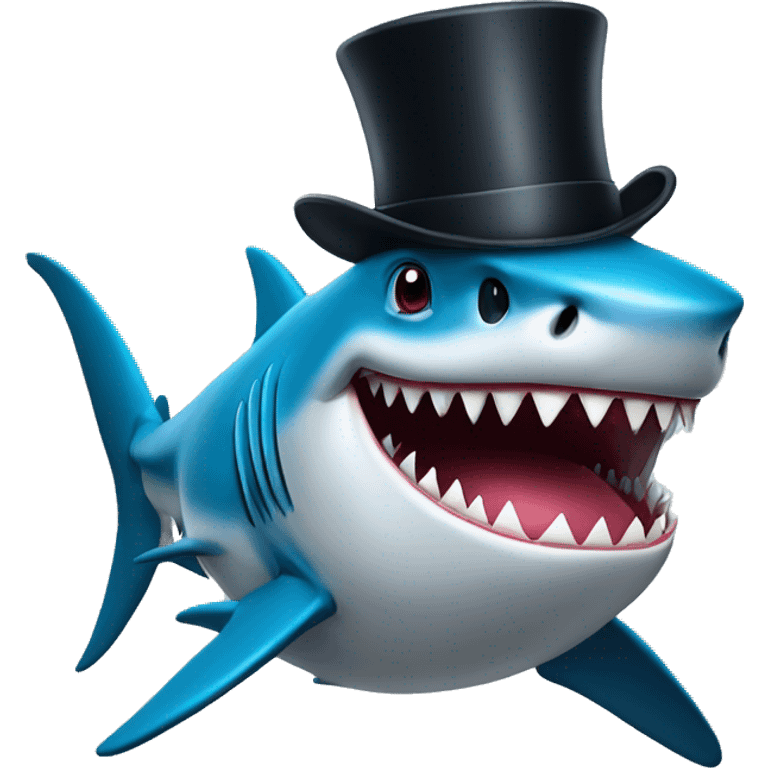 Shark with a top hat emoji