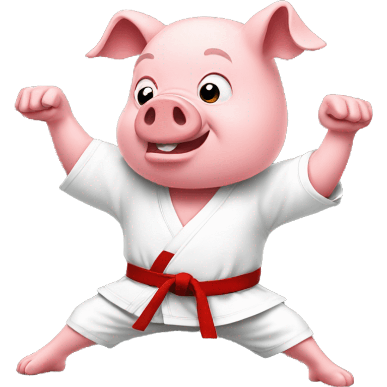 Pig doing karate emoji