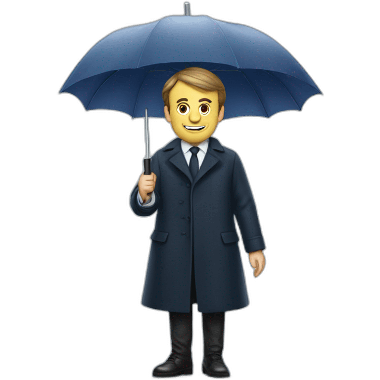 Emmanuel Macron with an umbrella emoji