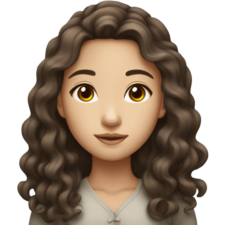 Beautiful girl,Brown hair ,curly hair，long hair,Brown eyes,Chinese emoji