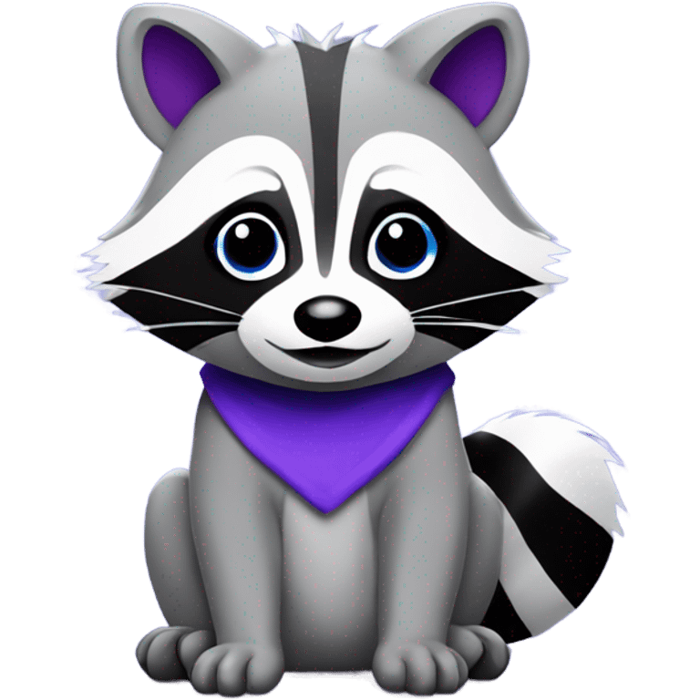 Blue and purple color pop animated cute raccoon emoji