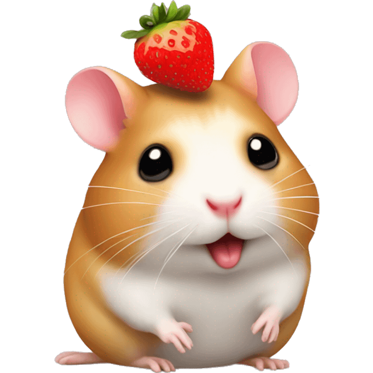 hamster with strawberry in mouth emoji