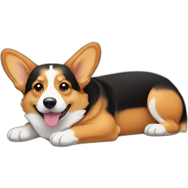 black and tan corgi lying emoji