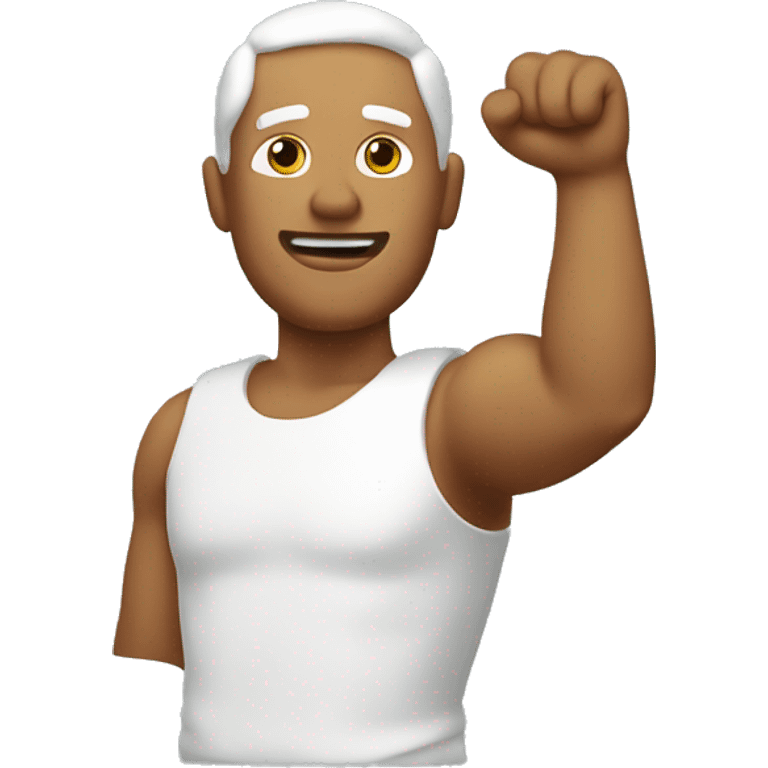 man with raised arm in plaster emoji