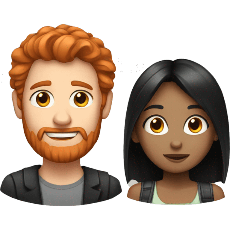 A red haired man and black haired girl  emoji