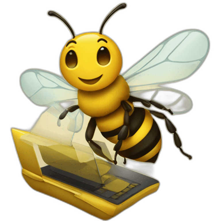 Abeille qui joue sur un pc emoji