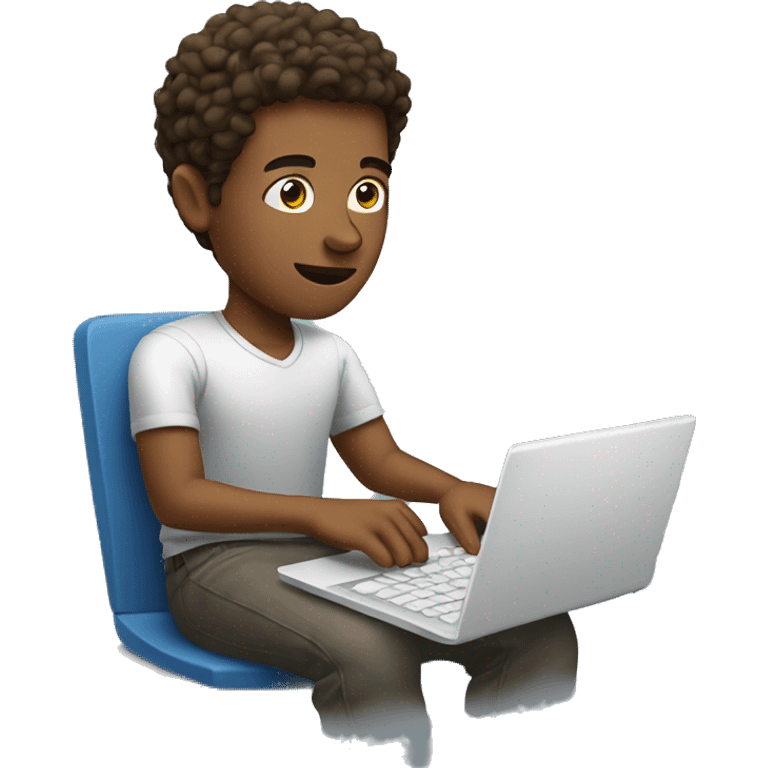 one white young man typing in laptop emoji