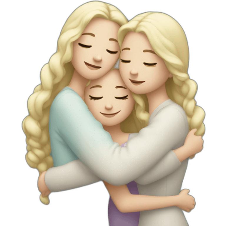 Three white sisters hugging emoji