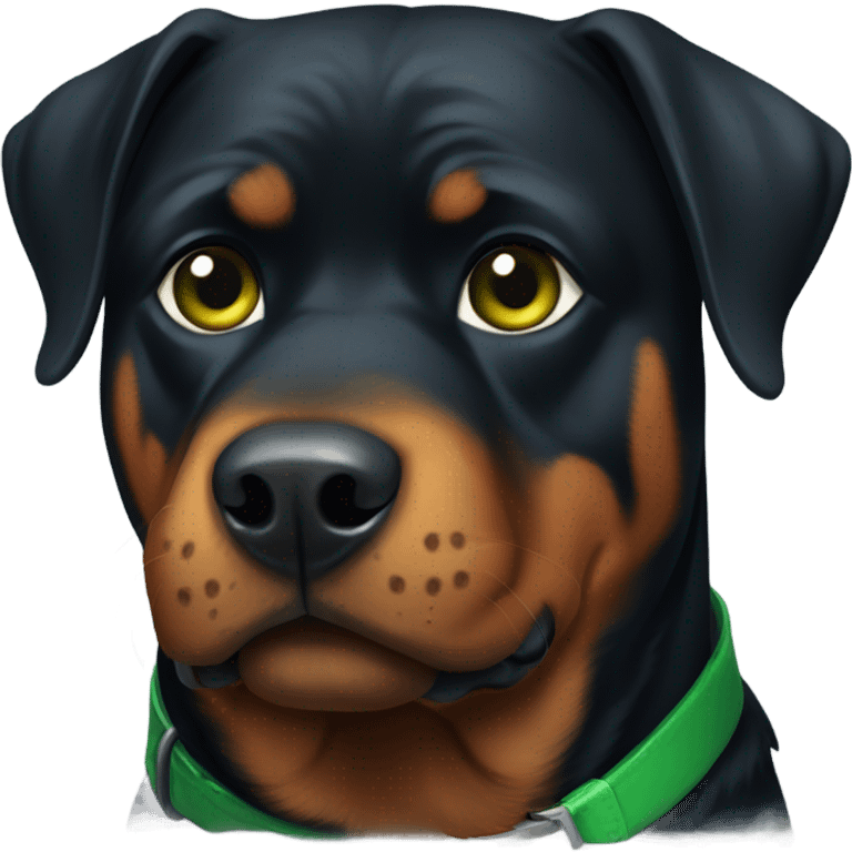 adult rottweiler male with green collar emoji