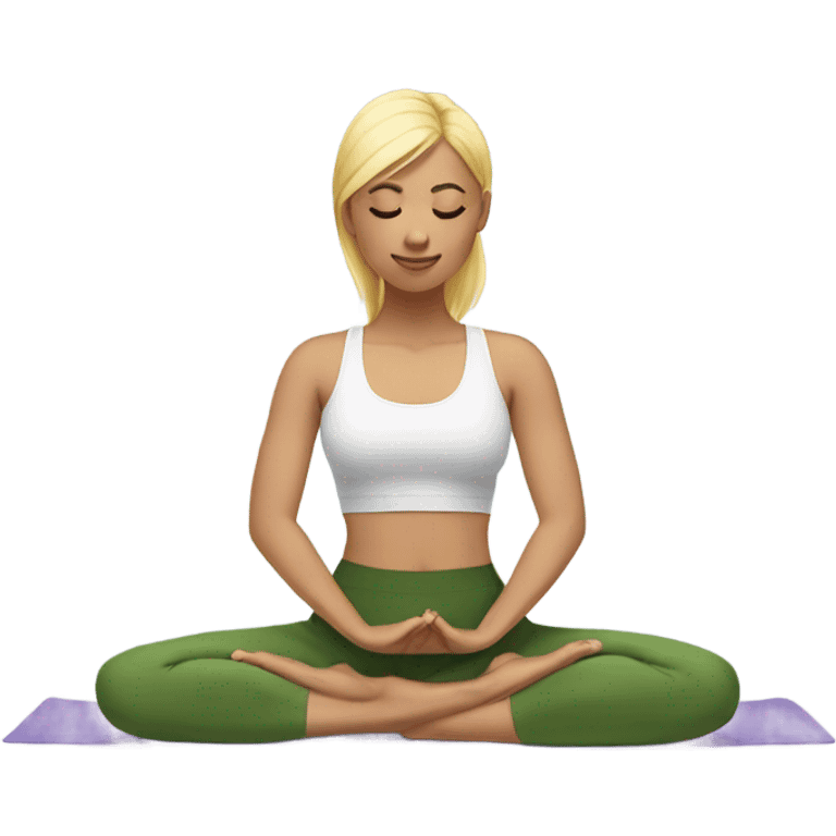 Young woman with blonde hair doing yoga emoji