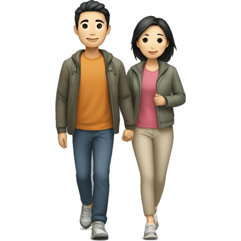 a Chinese couple taking a walk emoji