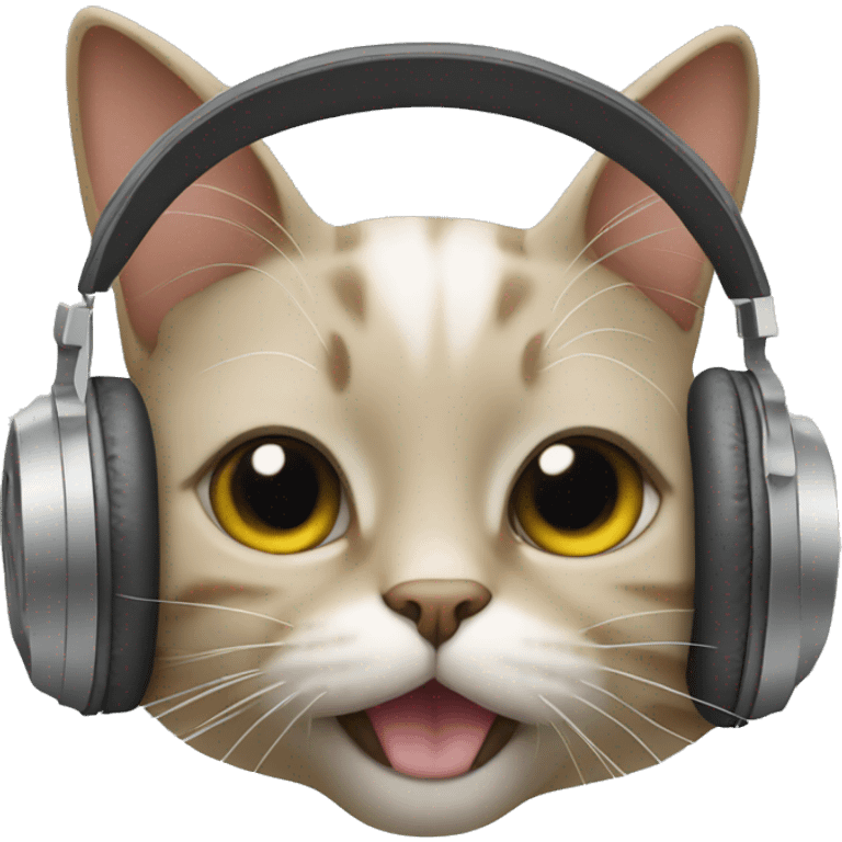 Cat with headphones on emoji