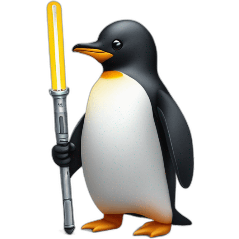 a penguin with a light sabre emoji