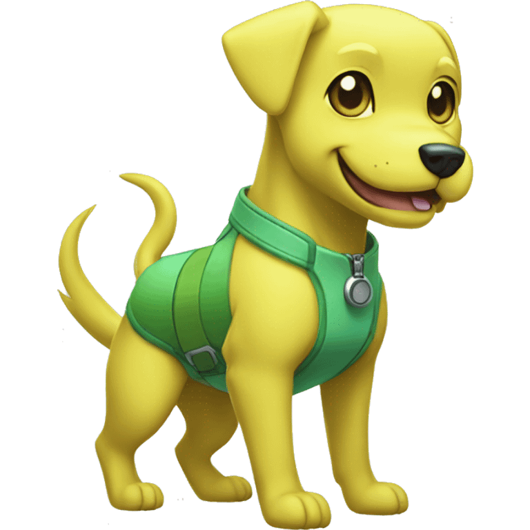 Cool Electrike Pokémon Green Yellow Dog full body emoji