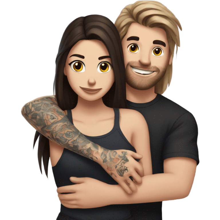 mr beast with tattoos hugging brunette girl emoji