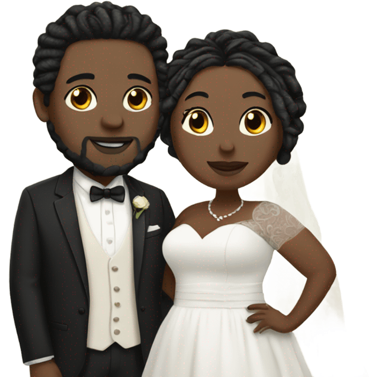 Plus size couple wedding pale with locs emoji